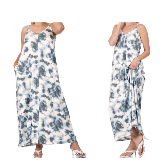 Spaghetti strap maxi dress with pockets - Picture 1 of 1